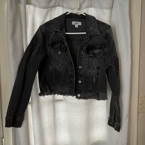 Black distressed crop Jean jacket